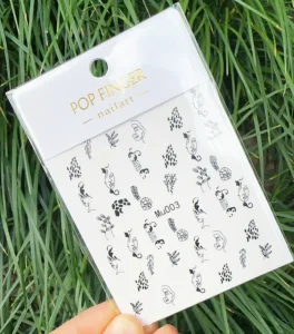 Mu 003 3D Colorful Abstract Women Nail Art Stickers Summer Flower Handwriting Manicure Accessories Nail Decorations