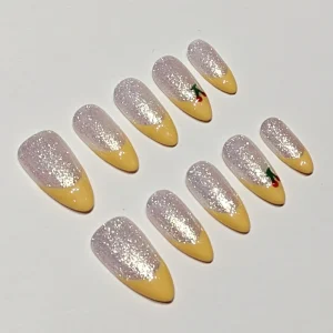 Muhaha Trend Design Brand Press on Nails Yellow French