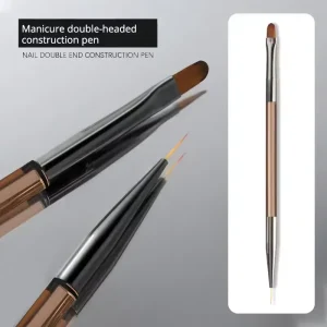Multi Functional Double Headed Round Nail Brush Manicure Clean up Nail Art Brush