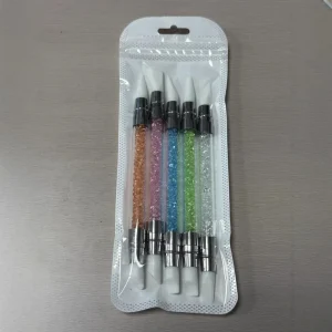 Multi Functional Nail Art Silicone Pen Set with Resin Handle Smudge Brush Embossing and Smudging Tools Magic Mirror Powder