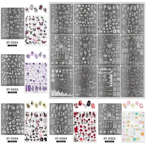 Multi Styles Nail Art Stamping Plate Moon&Flower&Butterfly&French Design Stainless Steel Nail Print Templates Tool