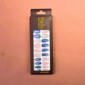 Multi color False Nails Professional French Flower Design Artificial Fingernails Acrylic Wear Nails Press on With Packaging Box