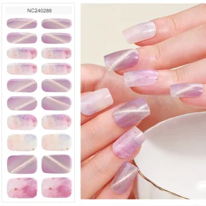 Multi-color Gradient Solid Nail with Cat Eye Glue Nail Art Gel Stickers