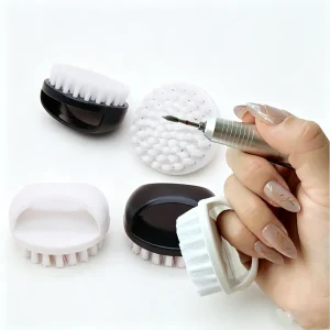 Multifunction Nail Art Brush Round White Black Nail Dust Brush Cleaning Tools Ring Soft Nylon Hair Professional Manicure Brushes