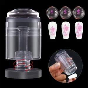 Multifunctional Nail Stamper New Design Transparent Silicone Seal Stamp Rotatable and Size Versatile for Nail Art