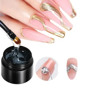 Multifunctional Semi Solid Molding Gel Polish No Wipe 3D Nail Gel for Rub Chrome Powder Stick Rhinestone