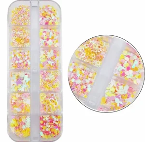 Multiple Shapes Nail Glitter Sequins New 12 Grids Set Heart Star Flowers Nail Art Sequins
