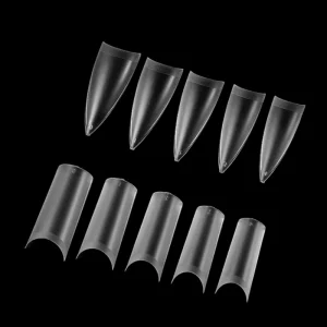 MyBeautyNails OEM ODM French Fully Etched Artificial Nail Tips Straight Clear Matte Nail Tip Half Cover Soft Gel Tips