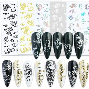Nail Accessories Bronzing Retro Nail Decoration Luxury Gold Bohemian Totem Nail Art Stickers