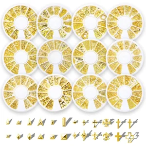 Nail Accessories Rivet Star Moon Nail Japanese Jewelry Small Round Box Mixed Metal Ring Nail Decoration Nail Rivet