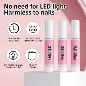 Nail Art 2ml Liquid Non Toxic Fast Drying Super Strong Press Nails Easy Control Nail Glue with Custom Logo
