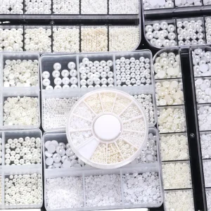 Nail Art 3D Shiny Mixed Decorations 12 Grid Plate Set Star Moon Rivets Rhinestones Gold Silver Beads Colorful Crushed Stones