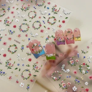 Nail Art 3D Small Wreath Relief Nail Decals Spring Fresh Style Flower Nail Art Decorations Nail Stickers
