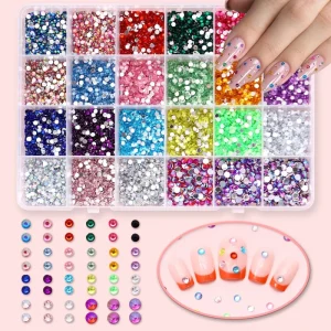 Nail Art Accessories Cross Border Flatback AB Resin Rhinestones 24 Compartment Box DIY Jewelry Nail Decorations