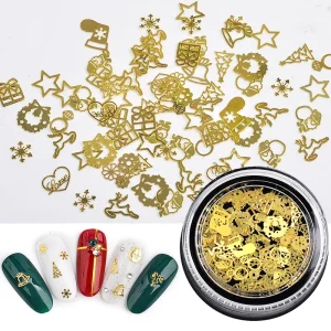 Nail Art Accessories Include Hollow Alloy Pieces Christmas Stickers Leaves Gears Gold Pieces DIY Manicure Decor Accessories