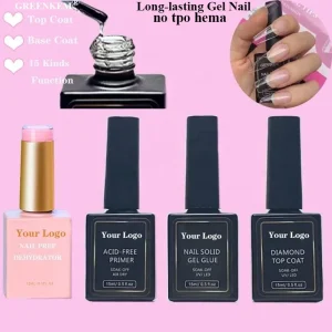 Nail Art Acrylic Nails Dehydrator Primer Base Reinforce Custom Logo Matt Tempered Diamond Top Coat UV Nail Top Coat Gel Polish