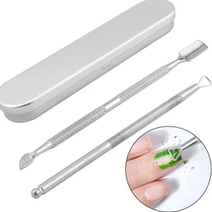 Nail Art Beauty Tools 2Pcs Set Double Side Stainless Steel Cuticle Pusher Nail Pusher Nail Cleaner Sets