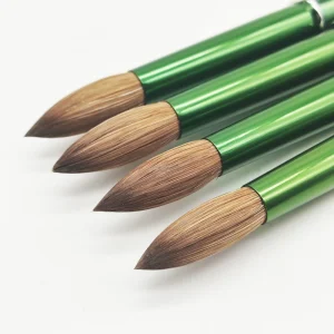 Nail Art Brush 100 Kolinsky Acrylic Nail Brush Green Metal Crystal Handle and High Quality Hair