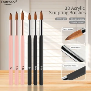 Nail Art Brush 3 Piece Set Nail Crystal Pens with Nylon Soft Bristles Comfortable Handle for Color Painting Carving