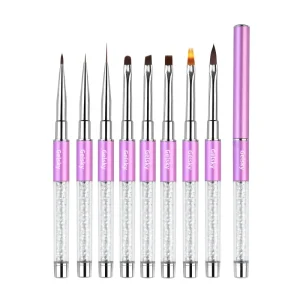 Nail Art Brush Design Liner Set 3D Pink Nail Art Brushes Private Label Nail Gel Brush