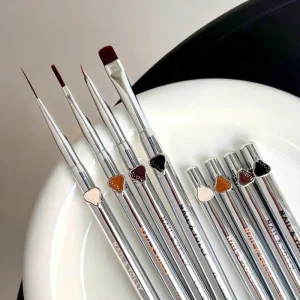 Nail Art Brushes Professional Liner, Ombre, Flat & Detailer Brushes for UV Gel, Salon & Home Manicure Tools