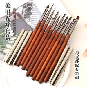Nail Art Brushes Set Nail Liner Brush Nail Painting Pen Acrylic UV Gel Brushes Crystal Ombre Manicure Tool Wood