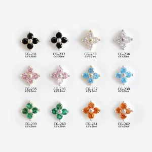 Nail Art Color Four Leaf Zircon Jewelry Four Leaf Flower Color Zircon Sticker 3D Nail Art Decorations