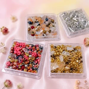 Nail Art Decorations with Glass Champagne Glitter Pearls and Cartoon Style Chips for Retro Manicures