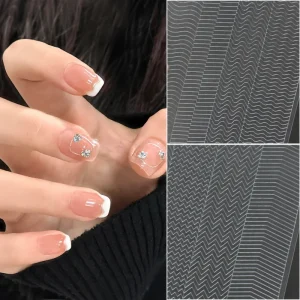Nail Art French Milk Line Stickers Transparent Hollow Out Stencils Nail DIY Sticker