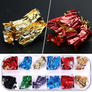 Nail Art Glitter Sequins Gold Silver Foil Paper DIY Jewelry Instagram Style Light Luxury Colorful Square Basic Packaging