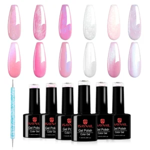 Nail Art Kit 6 Colors Long Lasting UV Liquid Gel Polish Candy Color Gel Polish Set