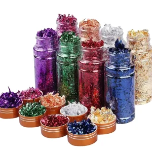 Nail Art Painting Crafts Gold Metallic Nail Foil Flake Gold Leaf Gilding Resin Flakes