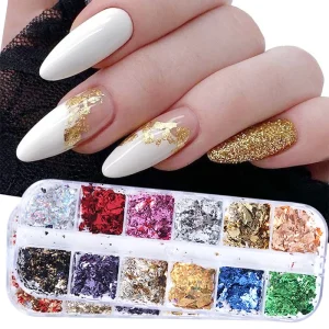 Nail Art Painting Crafts Metallic Nail Foil Flakes Gold Leaf Gilding Resin Metal Love Europe Christmas Painted 3 Color