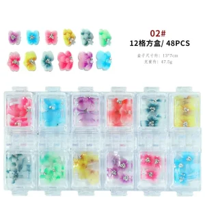 Nail Art Resin Flowers Plastic Design Kawaii 3D Nail Charms Manicure Rhinestone for Nails Acrylic 1000/2000pcs