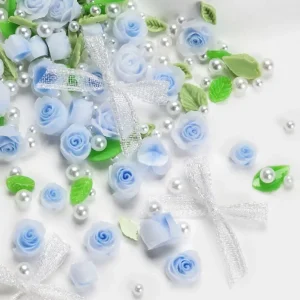Nail Art Rose Flower 3D Decorations Mixed Sizes Pearl Resin Gradient Camellia Sweet Style Nail Accessories