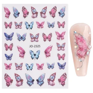 Nail Art Salon Beauty Stickers Butterfly Self Adhesive Finger Nail Art Decoration Charms Pink Nail Decal Accessories