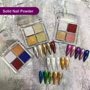 Nail Art Salon Chrome Pigment 4 Colors Solid Chrome Magic Mirror Powder