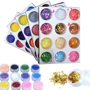 Nail Art Sequin Set Decoration 12 Colors Nail Polish Glitter Powder Laser Series Acrylic Powder Nail Art Accessories