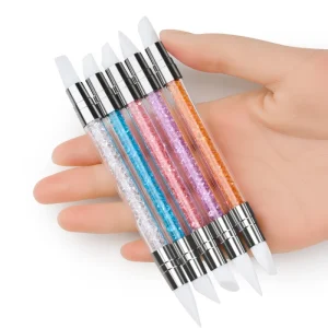 Nail Art Silicone Brush 5Pcs Carving Painting Pencil 10 Tips UV Gel DIY Polish Dual head Mirror Powder Sculpture Manicure Tool