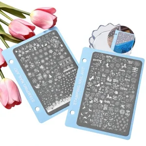 Nail Art Stamping Plate Horse Year Snowflake Heart Pattern Nail Transfer Template Nail Art Tool