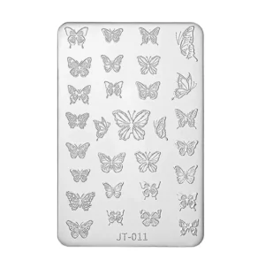 Nail Art Stamping Plate Lace Butterfly Rose and Ribbon Bow Transfer Tool with Silicone Stamper