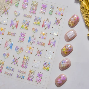 Nail Art Sticker 5D Emboss Sticker Pink Heart Love Valentine’s Day Nail Art Decoration