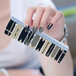 Nail Art Stickers 3D Decals Glitter Silver Gold 24 Pcs by Sheet