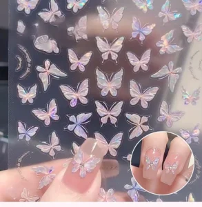Nail Art Supplies 3D Embossed Waterproof Nail Art Sticker Decorations Butterfly Nail Decals