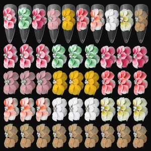 Nail Art Supplies 5D Matte Resin Flower Rhinestone Decor Nail Decoration Charms