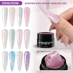 Nail Art Supplies DIY French Aurora Extension Nail Gel Polish Custom Logo Non Sticky Hand Solid Gel Builder Nails