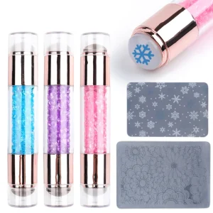 Nail Art Tools Double Headed Silicone Nail Template Seal Acrylic Diamond Nail Stamp