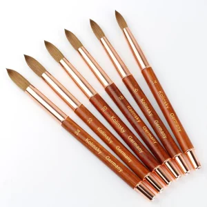 Nail Brush Custom LOGO Wood Handle 100% Pure Kolinsky Sable Acrylic Nails Art Brushes with Box