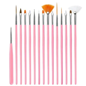 Nail Brush for Manicure Nail Art 15 Pcs Set Acrylic Liquid Powder Carving Gel Brush