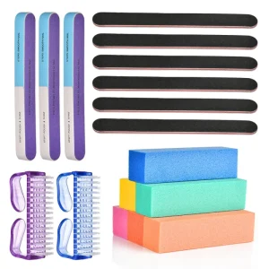 Nail Buffer File Block Brush Sanding Polish Disposable DIY Nail Beauty Tool Set EVA PP Board Sand Paper PVC Pouch